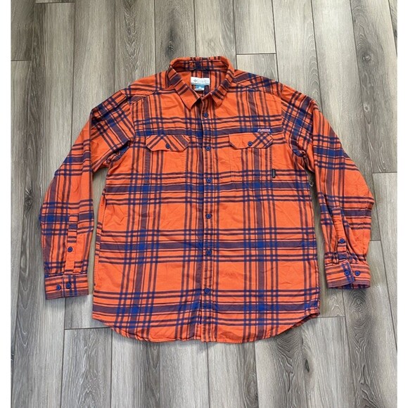 Florida Gators x Columbia Mens XL Orange/Blue Plaid Button Down Long Sleeve - Picture 1 of 10